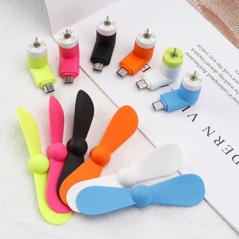 Вентилятор Mini, білий, мобільний, micro-USB тип-B Прев'ю 1