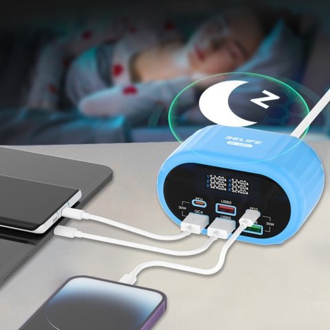 Сетевое зарядное устройство RELIFE RL-309U, 72 Вт, Quick Charge, Power Delivery (PD), серый, 6 портов Превью 2