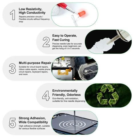 Струмопровідний лак RELIFE HW31, 0,2 мл, silver conductive paint Прев'ю 5